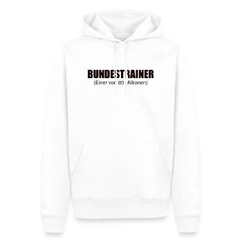 Bundestrainer T-Shirt - Männer Premium Bio Hoodie - Weiß - Vorne - Nico (187cm)