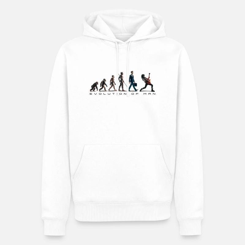 Evolution Guitariste 06 2024 1 - Sweat à capuche Premium bio Homme - blanc