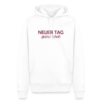 Neuer Tag - Gleicher Scheiss - Scheiß - Männer Premium Bio Hoodie - Weiß - Vorne - Nico (187cm)