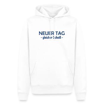 Neuer Tag - Gleicher Scheiss - Scheiß - Männer Premium Bio Hoodie - Weiß - Vorne - Nico (187cm)