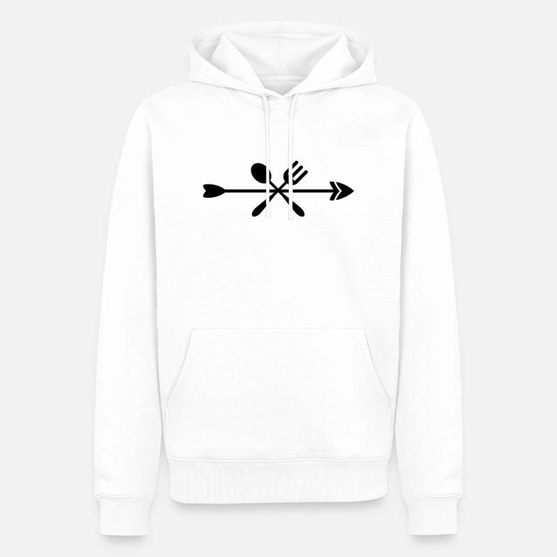 Icône cuisiner et manger - Sweat à capuche Premium bio Homme - blanc