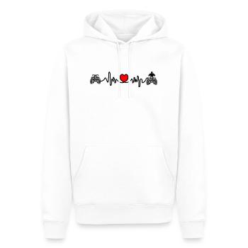 Fréquence cardiaque ou cardiogramme en quad - Sweat à capuche Premium bio Homme - blanc - Devant - Nico (187cm)