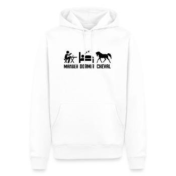 Manger dormir et faire du cheval - Sweat à capuche Premium bio Homme - blanc - Devant - Nico (187cm)