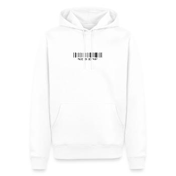 Fabriqué en Allemagne - Deutschland - Code-barres - Strichco - Sweat à capuche Premium bio Homme - blanc - Devant - Nico (187cm)