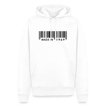 Anniversaire 1969 - Sweat à capuche Premium bio Homme - blanc - Devant - Nico (187cm)
