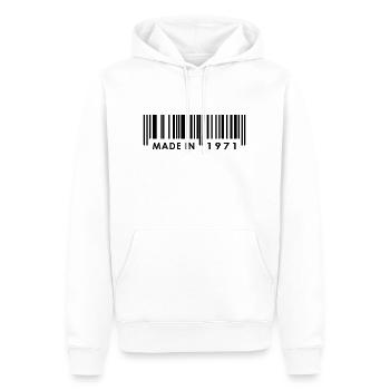 Anniversaire 1971 - Sweat à capuche Premium bio Homme - blanc - Devant - Nico (187cm)