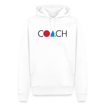 GEO COACH - Männer Premium Bio Hoodie - Weiß - Vorne - Nico (187cm)