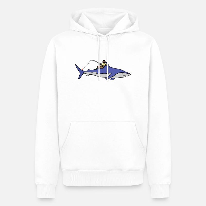 Hai wird gefischt - Männer Premium Bio Hoodie - Weiß