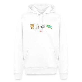 Chat thé la rivière v2 - Sweat à capuche Premium bio Homme - blanc - Devant - Nico (187cm)