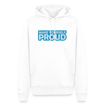 make yourself proud Zitat - Männer Premium Bio Hoodie - Weiß - Vorne - Nico (187cm)