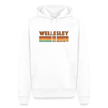 Vintage 1980s Style Wellesley MA - Sweat à capuche Premium bio Homme - blanc - Devant - Nico (187cm)