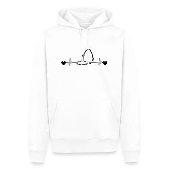 Pêche Pêche Pêche Hameçons Pêche - Sweat à capuche Premium bio Homme - blanc - Devant - Nico (187cm)