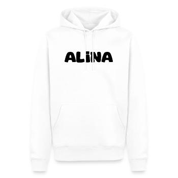 Name - Alina - Männer Premium Bio Hoodie - Weiß - Vorne - Nico (187cm)