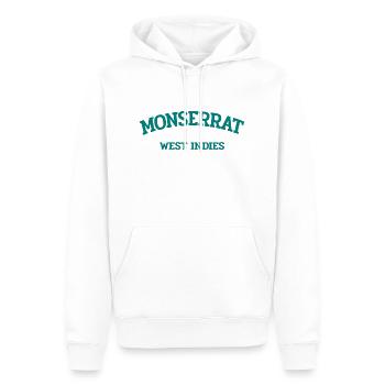 Monserrat - Plymouth - Caraïbes - Antilles - Sweat à capuche Premium bio Homme - blanc - Devant - Nico (187cm)