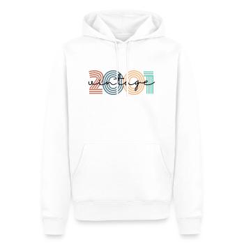 2001 vintage rétro - Sweat à capuche Premium bio Homme - blanc - Devant - Nico (187cm)
