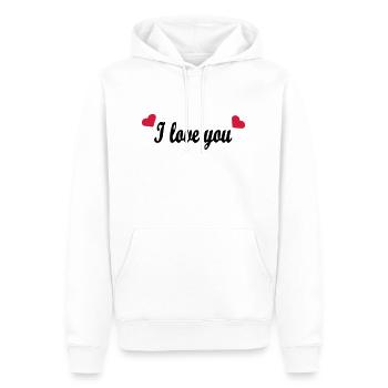 I love you - Männer Premium Bio Hoodie - Weiß - Vorne - Nico (187cm)
