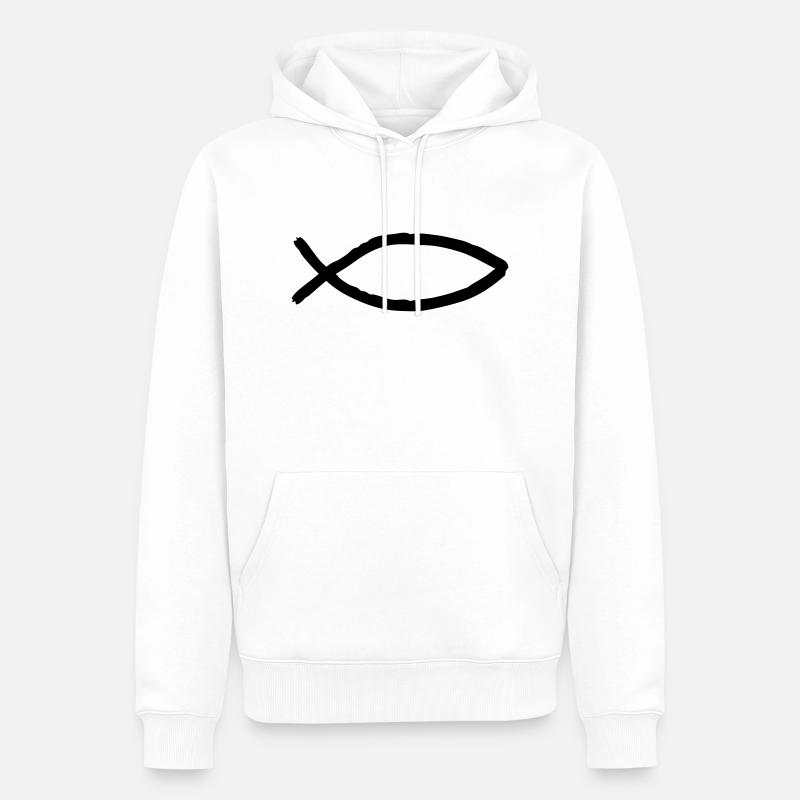 fisch_symbol - Männer Premium Bio Hoodie - Weiß