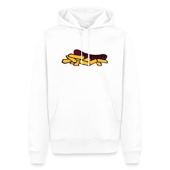 currywurst frite saucisse - Sweat à capuche Premium bio Homme - blanc - Devant - Nico (187cm)