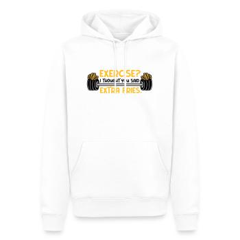 Exercise Extra Fries Zitat - Männer Premium Bio Hoodie - Weiß - Vorne - Nico (187cm)