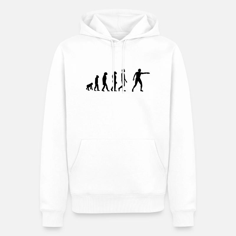 Diskuswurf-Evolution - Männer Premium Bio Hoodie - Weiß