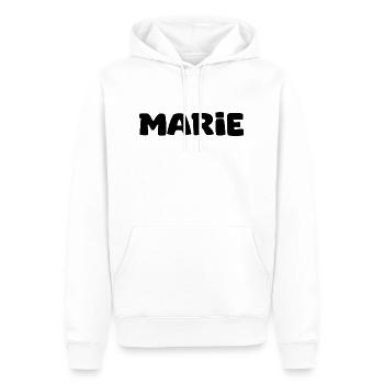 Nom - Marie - Sweat à capuche Premium bio Homme - blanc - Devant - Nico (187cm)