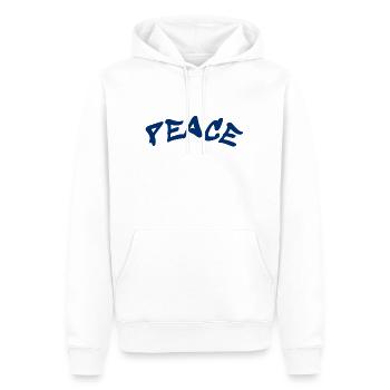 Slogan Paix et Amour - Frieden - Sweat à capuche Premium bio Homme - blanc - Devant - Nico (187cm)