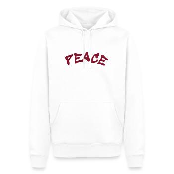 Slogan Paix et Amour - Frieden - Sweat à capuche Premium bio Homme - blanc - Devant - Nico (187cm)