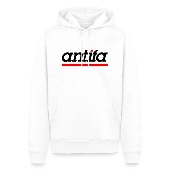 Logo antifa moderne - Sweat à capuche Premium bio Homme - blanc - Devant - Nico (187cm)