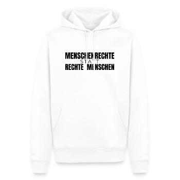 Menschenrechte statt rechte Menschen - Spruch - Männer Premium Bio Hoodie - Weiß - Vorne - Nico (187cm)