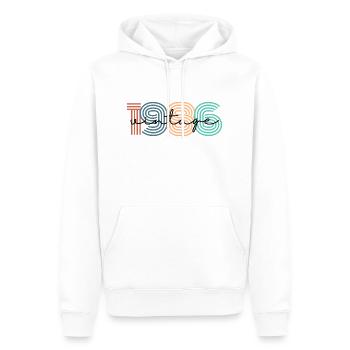 1986 vintage rétro - Sweat à capuche Premium bio Homme - blanc - Devant - Nico (187cm)