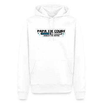 PAPA EN COURS - Sweat à capuche Premium bio Homme - blanc - Devant - Nico (187cm)