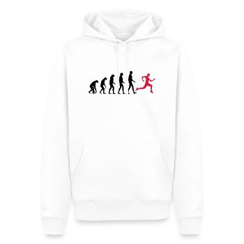 Jogger Evolution - Jogging - Fit-Sport-Fitness - Männer Premium Bio Hoodie - Weiß - Vorne - Nico (187cm)