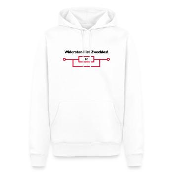 Widerstand ist zwecklos - Männer Premium Bio Hoodie - Weiß - Vorne - Nico (187cm)