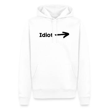 Idiot - Men’s Premium Organic Hoodie - white - Front - Nico (187cm)