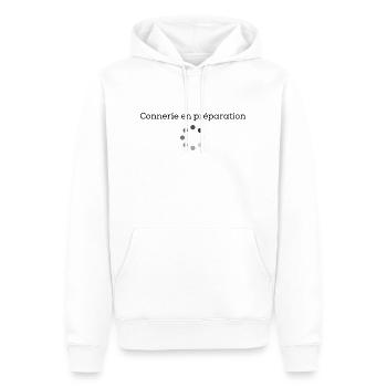 Connerie en préparation - Sweat à capuche Premium bio Homme - blanc - Devant - Nico (187cm)