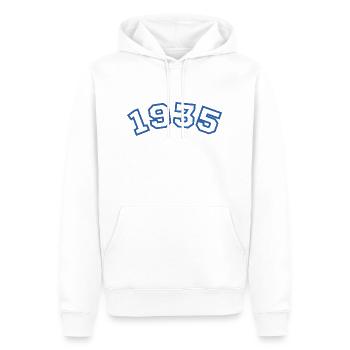 1935 bleu sport - Sweat à capuche Premium bio Homme - blanc - Devant - Nico (187cm)
