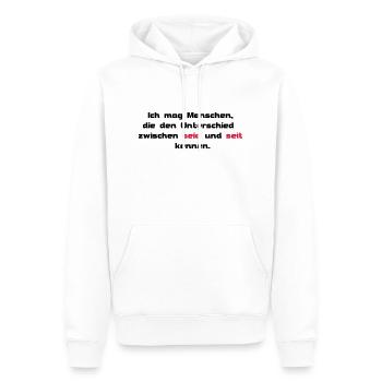 seid seit - Männer Premium Bio Hoodie - Weiß - Vorne - Nico (187cm)