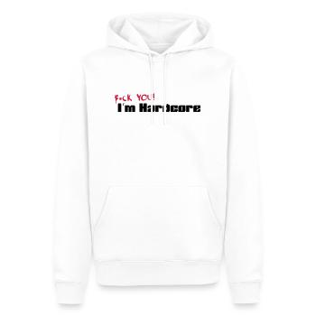 F*CK YOU! I'M HARDCORE - Männer Premium Bio Hoodie - Weiß - Vorne - Nico (187cm)