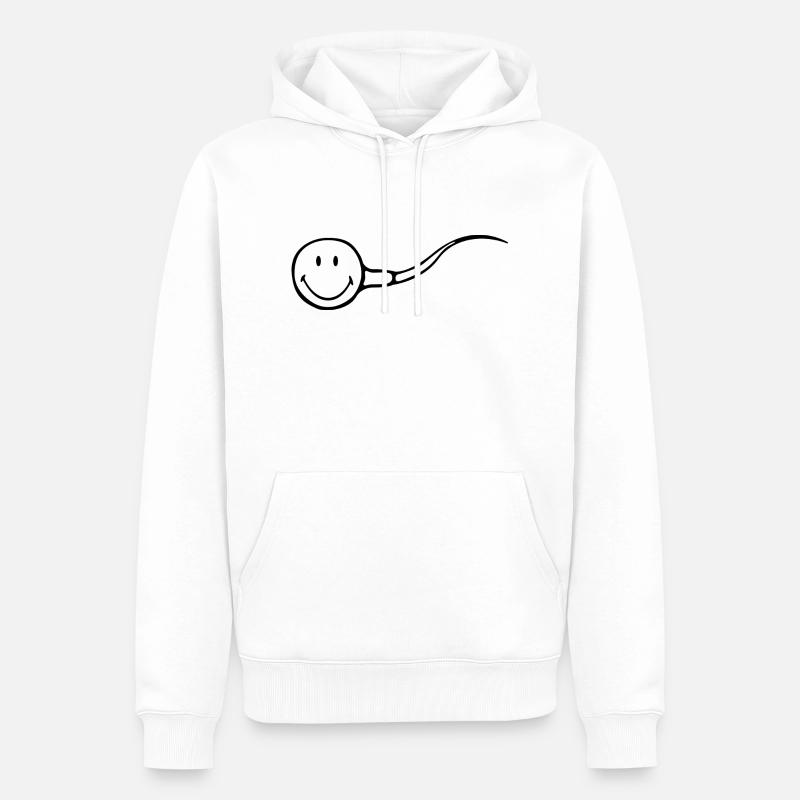 Smiley sæd - Herre Premium økologisk hoodie - hvid