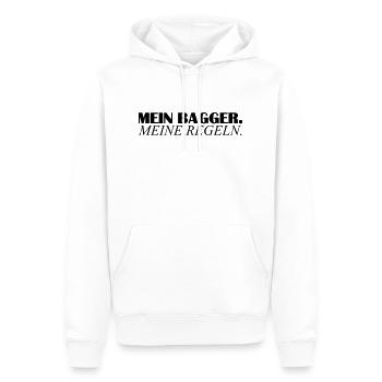 Mein Bagger meine Regeln - Männer Premium Bio Hoodie - Weiß - Vorne - Nico (187cm)