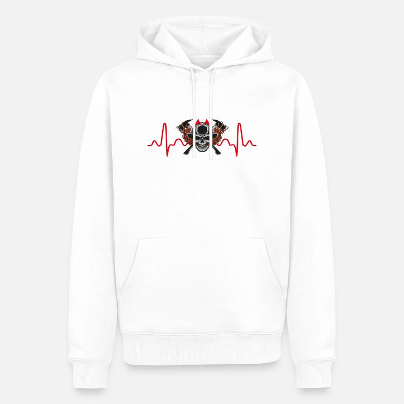 Firefighter Heartbeat - Sweat à capuche Premium bio Homme - blanc