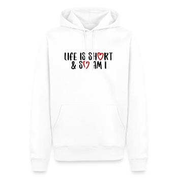 la vie est courte et drôle en disant vivre le style de vie - Sweat à capuche Premium bio Homme - blanc - Devant - Nico (187cm)