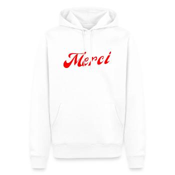 Merci - Sweat à capuche Premium bio Homme - blanc - Devant - Nico (187cm)
