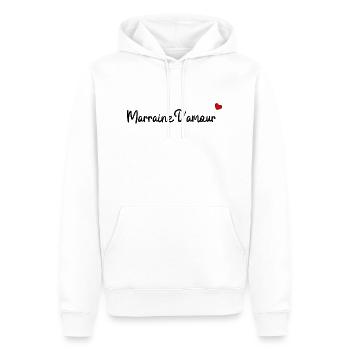 Marraine d'amour - Sweat à capuche Premium bio Homme - blanc - Devant - Nico (187cm)