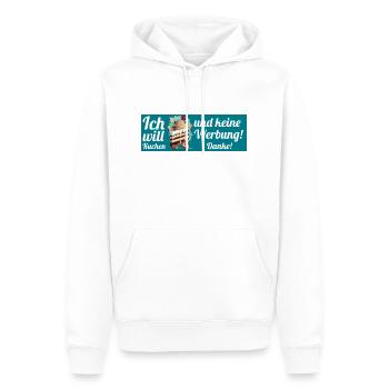 Ich will Kuchen und keine Werbung! Keine Werbung! - Männer Premium Bio Hoodie - Weiß - Vorne - Nico (187cm)