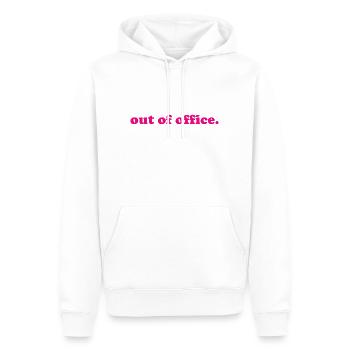 absence du bureau - Nicht im Büro - ausserhaus - Sweat à capuche Premium bio Homme - blanc - Devant - Nico (187cm)