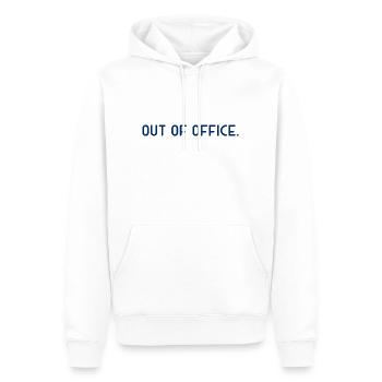 absence du bureau - Nicht im Büro - ausserhaus - Sweat à capuche Premium bio Homme - blanc - Devant - Nico (187cm)