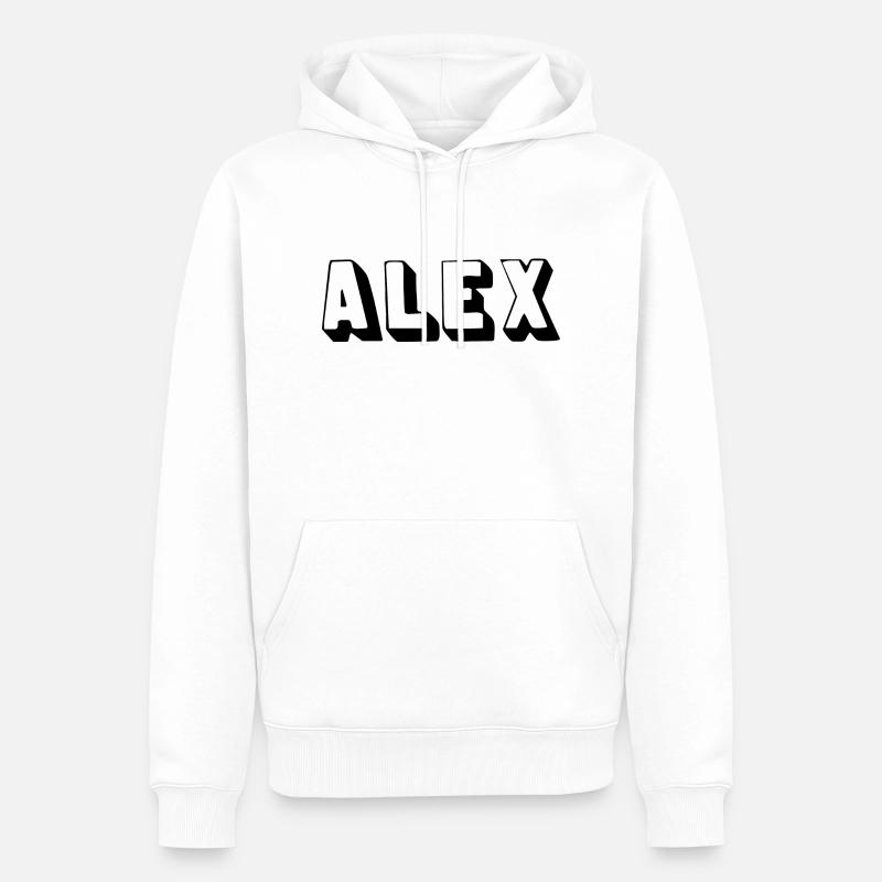 Nom - Alex - Sweat à capuche Premium bio Homme - blanc
