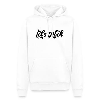 2025 Vintage Black Tees, Lets Rock - Men’s Premium Organic Hoodie - white - Front - Nico (187cm)