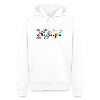 2004 vintage rétro - Sweat à capuche Premium bio Homme - blanc - Devant - Nico (187cm)